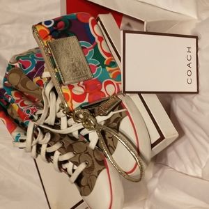 Coach Poppy Wristlet and poppy high top tennis shoes size 8.5